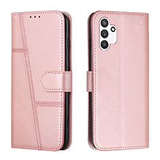 Leather Case Stands Flip Cover Holder Y01X for Samsung Galaxy A13 4G Rose Gold