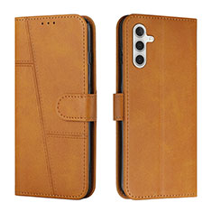 Leather Case Stands Flip Cover Holder Y01X for Samsung Galaxy A13 5G Light Brown