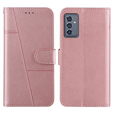 Leather Case Stands Flip Cover Holder Y01X for Samsung Galaxy A15 4G Rose Gold