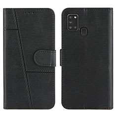 Leather Case Stands Flip Cover Holder Y01X for Samsung Galaxy A21s Black