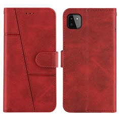 Leather Case Stands Flip Cover Holder Y01X for Samsung Galaxy A22 5G Red