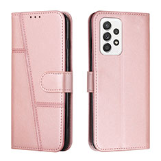 Leather Case Stands Flip Cover Holder Y01X for Samsung Galaxy A23 4G Rose Gold