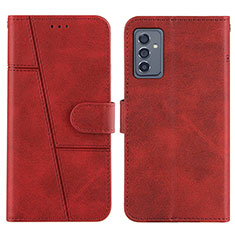 Leather Case Stands Flip Cover Holder Y01X for Samsung Galaxy A24 4G Red