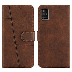 Leather Case Stands Flip Cover Holder Y01X for Samsung Galaxy A51 5G Brown