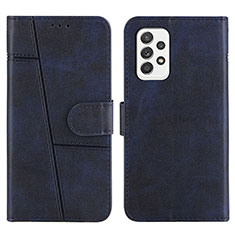 Leather Case Stands Flip Cover Holder Y01X for Samsung Galaxy A52 4G Blue