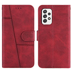 Leather Case Stands Flip Cover Holder Y01X for Samsung Galaxy A52 5G Red