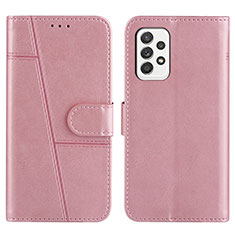 Leather Case Stands Flip Cover Holder Y01X for Samsung Galaxy A52s 5G Rose Gold