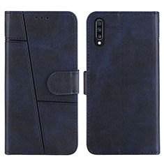 Leather Case Stands Flip Cover Holder Y01X for Samsung Galaxy A70 Blue