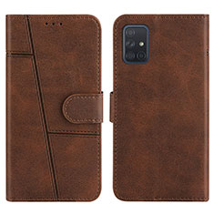 Leather Case Stands Flip Cover Holder Y01X for Samsung Galaxy A71 4G A715 Brown