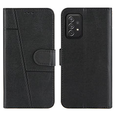 Leather Case Stands Flip Cover Holder Y01X for Samsung Galaxy A72 4G Black