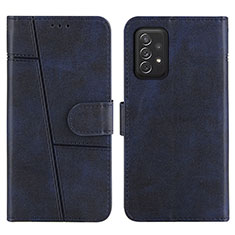 Leather Case Stands Flip Cover Holder Y01X for Samsung Galaxy A72 4G Blue