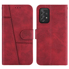 Leather Case Stands Flip Cover Holder Y01X for Samsung Galaxy A72 4G Red