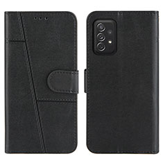 Leather Case Stands Flip Cover Holder Y01X for Samsung Galaxy A72 5G Black