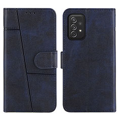 Leather Case Stands Flip Cover Holder Y01X for Samsung Galaxy A72 5G Blue