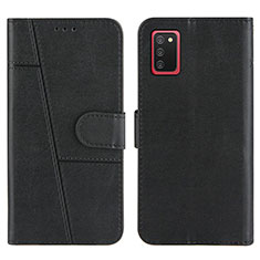 Leather Case Stands Flip Cover Holder Y01X for Samsung Galaxy F02S SM-E025F Black