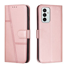 Leather Case Stands Flip Cover Holder Y01X for Samsung Galaxy F23 5G Rose Gold