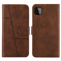 Leather Case Stands Flip Cover Holder Y01X for Samsung Galaxy F42 5G Brown