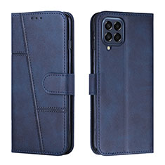 Leather Case Stands Flip Cover Holder Y01X for Samsung Galaxy M33 5G Blue