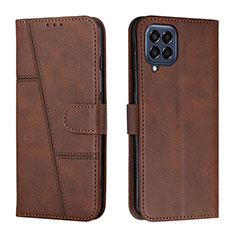 Leather Case Stands Flip Cover Holder Y01X for Samsung Galaxy M33 5G Brown