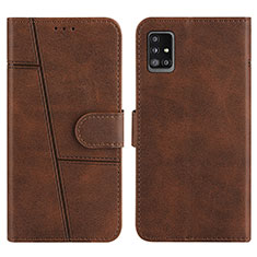 Leather Case Stands Flip Cover Holder Y01X for Samsung Galaxy M40S Brown