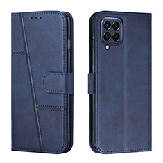 Leather Case Stands Flip Cover Holder Y01X for Samsung Galaxy M53 5G Blue