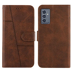 Leather Case Stands Flip Cover Holder Y01X for Samsung Galaxy M54 5G Brown