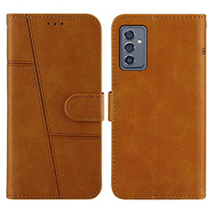 Leather Case Stands Flip Cover Holder Y01X for Samsung Galaxy M54 5G Light Brown