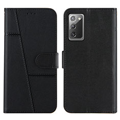 Leather Case Stands Flip Cover Holder Y01X for Samsung Galaxy Note 20 5G Black