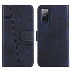 Leather Case Stands Flip Cover Holder Y01X for Samsung Galaxy S20 FE 4G Blue