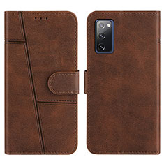 Leather Case Stands Flip Cover Holder Y01X for Samsung Galaxy S20 FE 4G Brown