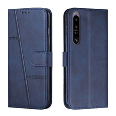 Leather Case Stands Flip Cover Holder Y01X for Sony Xperia 1 IV Blue