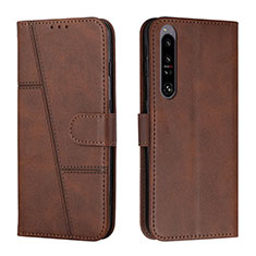 Leather Case Stands Flip Cover Holder Y01X for Sony Xperia 1 IV Brown