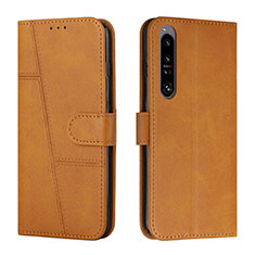 Leather Case Stands Flip Cover Holder Y01X for Sony Xperia 1 IV Light Brown