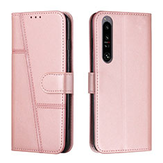 Leather Case Stands Flip Cover Holder Y01X for Sony Xperia 1 IV SO-51C Rose Gold