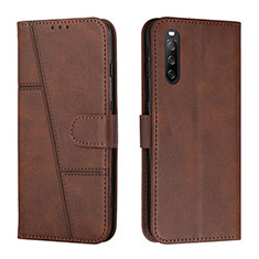 Leather Case Stands Flip Cover Holder Y01X for Sony Xperia 10 IV Brown