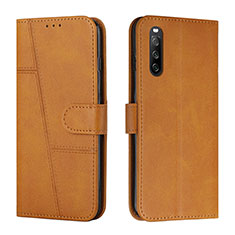 Leather Case Stands Flip Cover Holder Y01X for Sony Xperia 10 IV SOG07 Light Brown