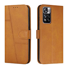 Leather Case Stands Flip Cover Holder Y01X for Xiaomi Mi 11i 5G (2022) Light Brown