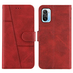 Leather Case Stands Flip Cover Holder Y01X for Xiaomi Mi 11i 5G Red