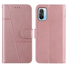 Leather Case Stands Flip Cover Holder Y01X for Xiaomi Mi 11i 5G Rose Gold