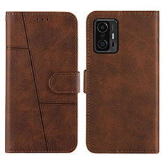 Leather Case Stands Flip Cover Holder Y01X for Xiaomi Mi 11T 5G Brown