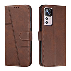 Leather Case Stands Flip Cover Holder Y01X for Xiaomi Mi 12T Pro 5G Brown