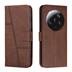 Leather Case Stands Flip Cover Holder Y01X for Xiaomi Mi 13 Ultra 5G Brown