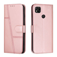 Leather Case Stands Flip Cover Holder Y01X for Xiaomi POCO C31 Rose Gold