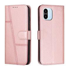 Leather Case Stands Flip Cover Holder Y01X for Xiaomi Poco C50 Rose Gold