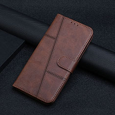Leather Case Stands Flip Cover Holder Y01X for Xiaomi Poco C55 Brown