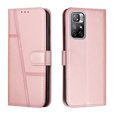 Leather Case Stands Flip Cover Holder Y01X for Xiaomi Poco M4 Pro 5G Rose Gold