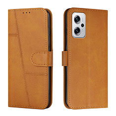 Leather Case Stands Flip Cover Holder Y01X for Xiaomi Poco X4 GT 5G Light Brown