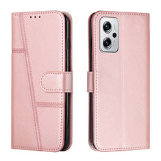 Leather Case Stands Flip Cover Holder Y01X for Xiaomi Poco X4 GT 5G Rose Gold