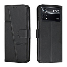 Leather Case Stands Flip Cover Holder Y01X for Xiaomi Poco X4 Pro 5G Black