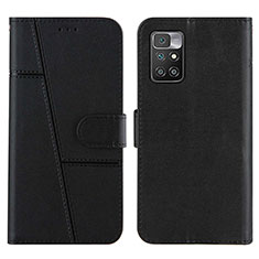 Leather Case Stands Flip Cover Holder Y01X for Xiaomi Redmi 10 (2022) Black